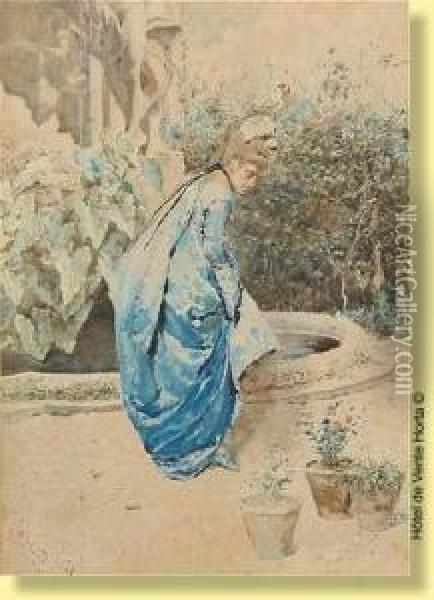 Jeune Femme A La Fontaine Oil Painting - C. Nariandi