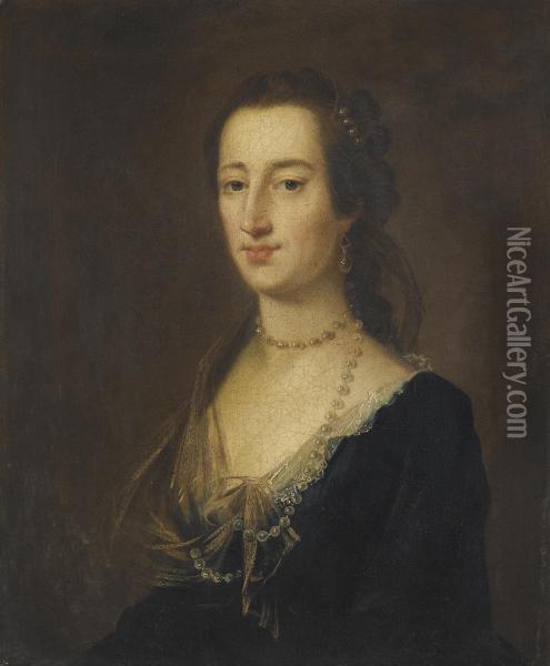 Portrait Of Miss Hamilton Oil Painting - John Astley