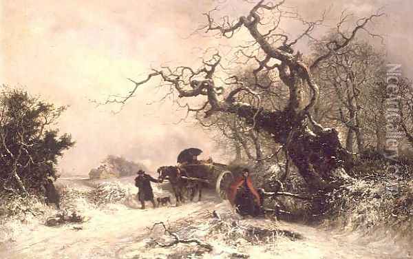 Returning Home in Winter Oil Painting - Thomas Smythe