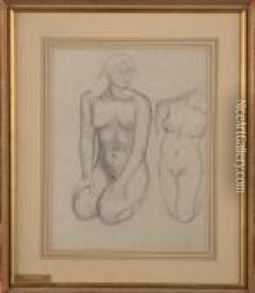 Deux Femme Nus Oil Painting - Aristide Maillol
