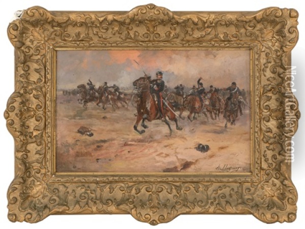French Cavalry Charge Oil Painting - Henri Louis Dupray