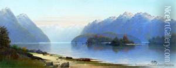 Lake Te Anau Oil Painting - John Douglas Perrett