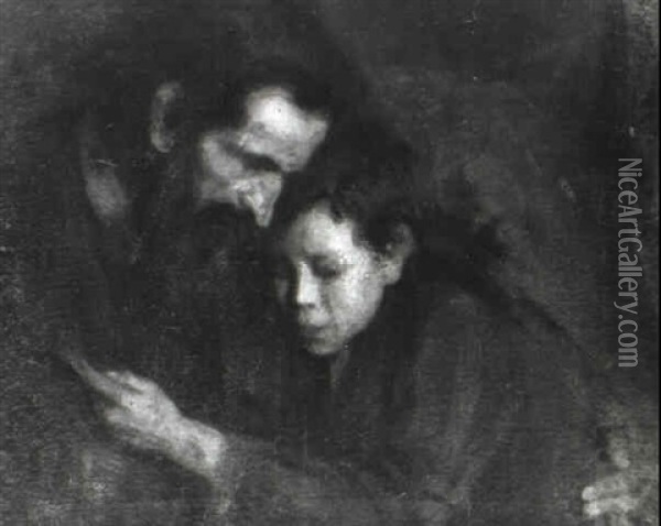 L'homme Et L'enfant Oil Painting - Eugene Carriere