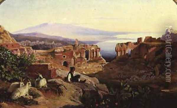 Taormina Oil Painting - Edward Lear