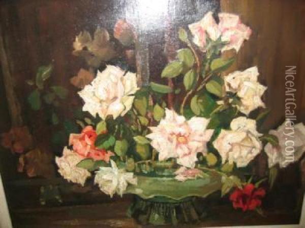 Still Life With Roses Oil Painting - George Frederick Folingsby