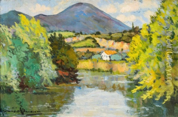 Flusslandschaft Oil Painting - Alexander Altmann