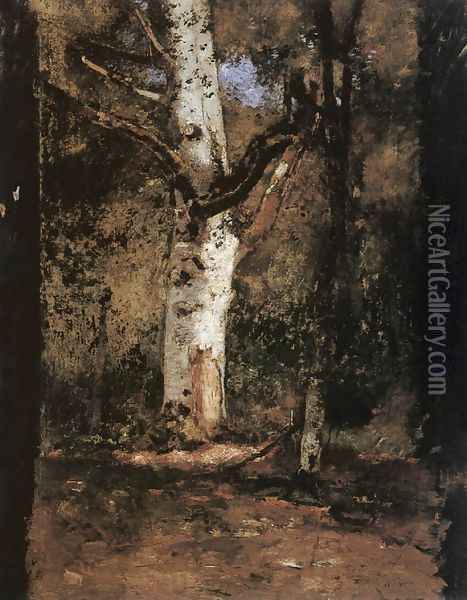 Study of a Tree c. 1876 Oil Painting - Laszlo Paal