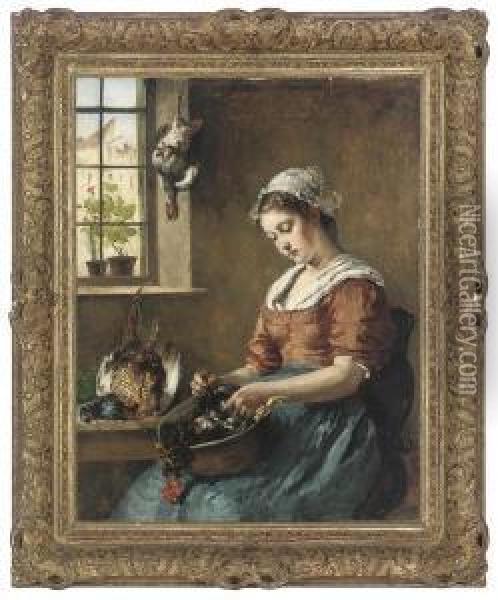 The Busy Maid Oil Painting - Henrich A. Weber