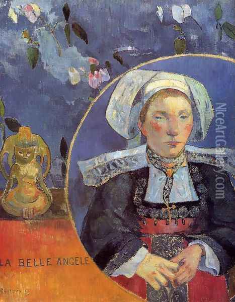La Belle Angele Aka Madame Angele Satre The Inkeeper At Pont Aven Oil Painting - Paul Gauguin