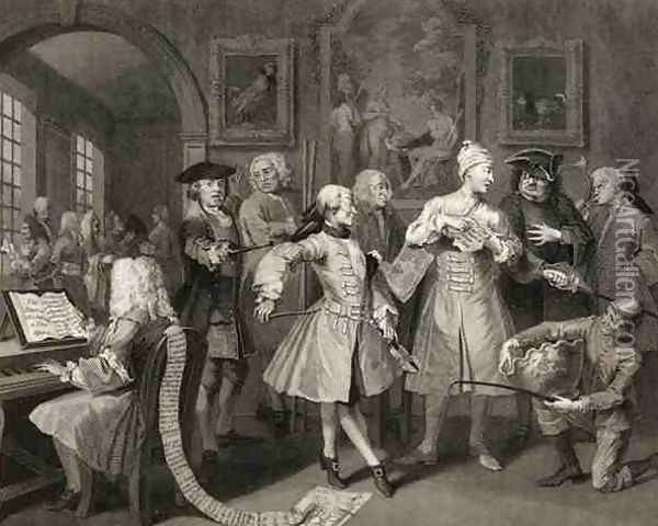 Surrounded by Artists and Professors plate II from A Rakes Progress Oil Painting - William Hogarth