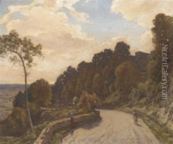Road Up To Cagnes Oil Painting - Sir Herbert Edwin Pelham Hughes-Stanton