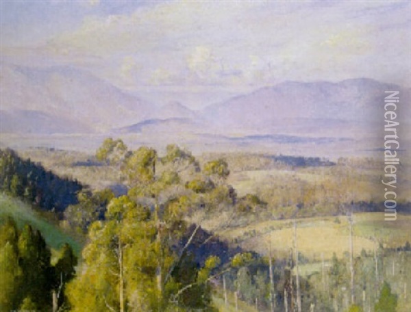 Kallista Landscape Oil Painting - Thomas William Roberts