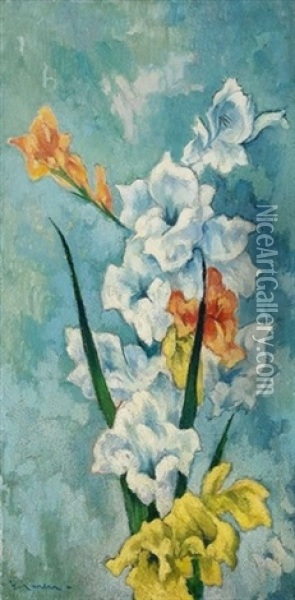 Weise Und Gelbe Gladiolen Oil Painting - Heinrich Nauen