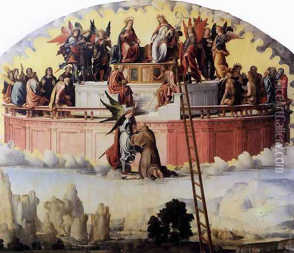 Vision of the Blessed Amedeo Menez de Sylva c. 1514 Oil Painting - Pedro Fernandez