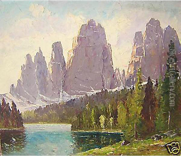 Il Lago Di Misurina E Le Tre Cime Di Lavaredo Oil Painting - Alois Hernick