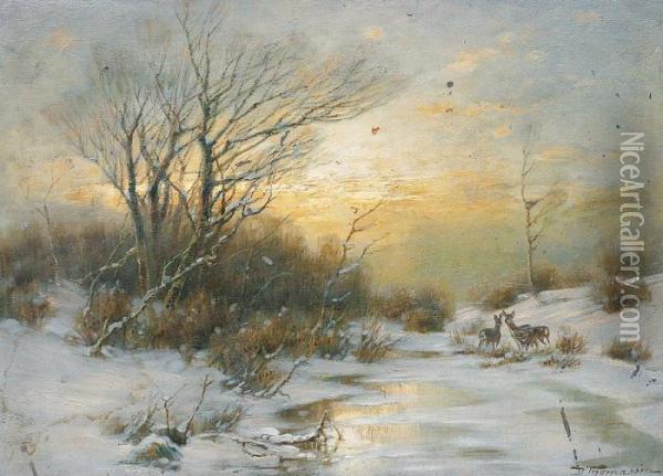 A Landscape In Winter Oil Painting - Desire Tomassin