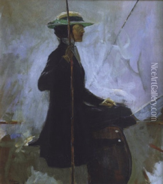 Eileen On Horseback, Tangier Oil Painting - John Lavery