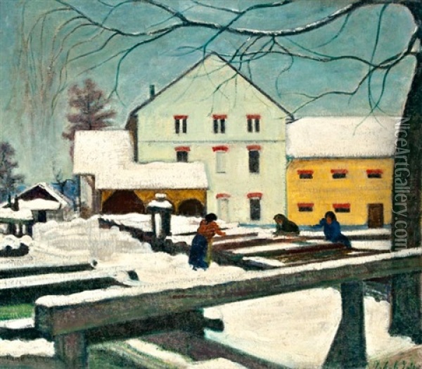 Teli Nagybanya (+ Tajkep, Verso) Oil Painting - Zoltan Jakab