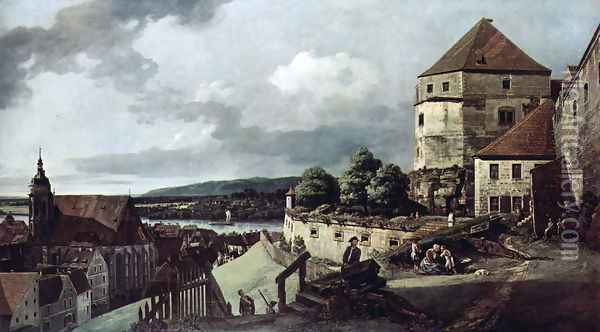 View from Pirna, Pirna, from the sun-stone fortress view Oil Painting - Bernardo Bellotto