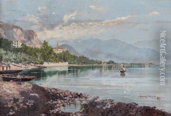 Baveno, Lago Maggiore Oil Painting - Carlo Pellegrini