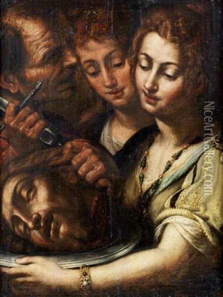Salome With The Head Of Saint John The Baptist Oil Painting - Giulio Cesare Procaccini