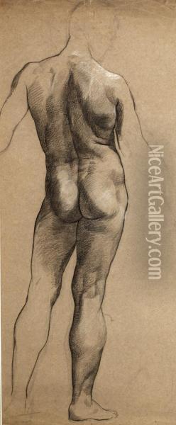 Male Nude, Back View Oil Painting - Evelyn Pickering De Morgan