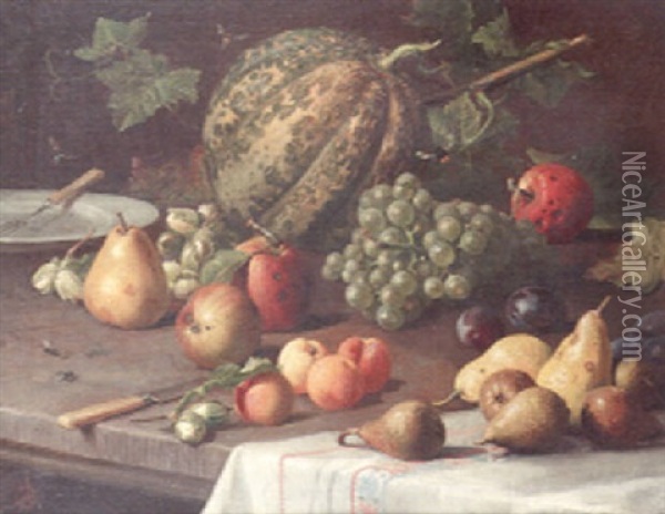 Still Life Of Fruit Oil Painting - Olaf August Hermansen