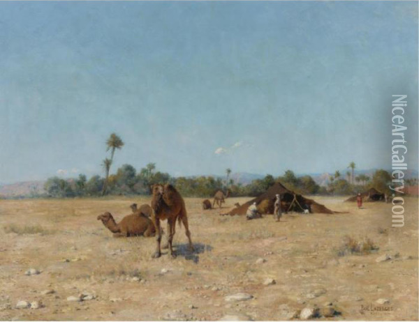 The Nomads' Camp, Biskra Oil Painting - Jean Baptiste Paul Lazerges