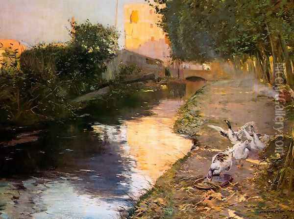El rio Oil Painting - Joaquin Mir Trinxet