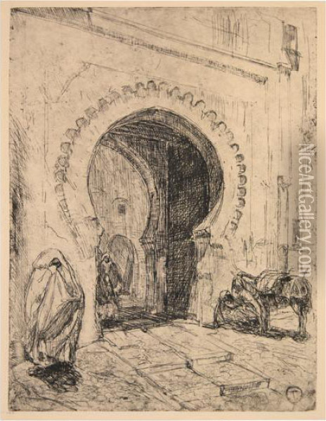 Gateway In Tangier Oil Painting - Henry Ossawa Tanner