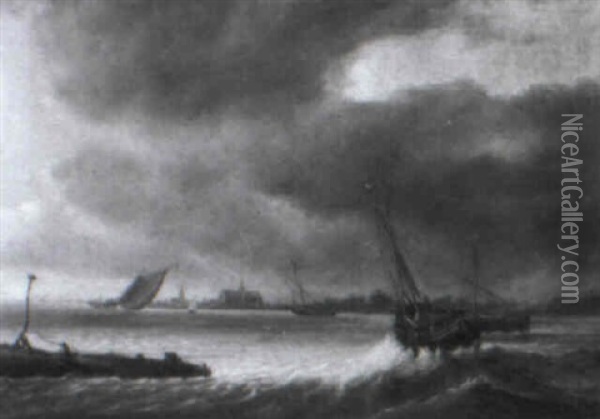 Wijdschepen On The Haarlemmermeer Oil Painting - Allaert van Everdingen