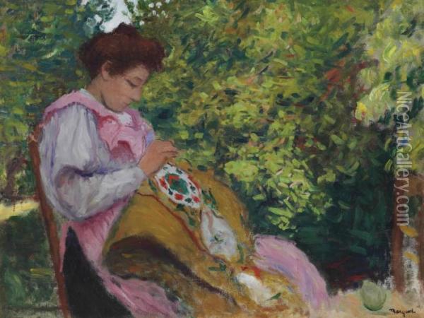 Jeune Fille Brodant Oil Painting - Albert Marquet
