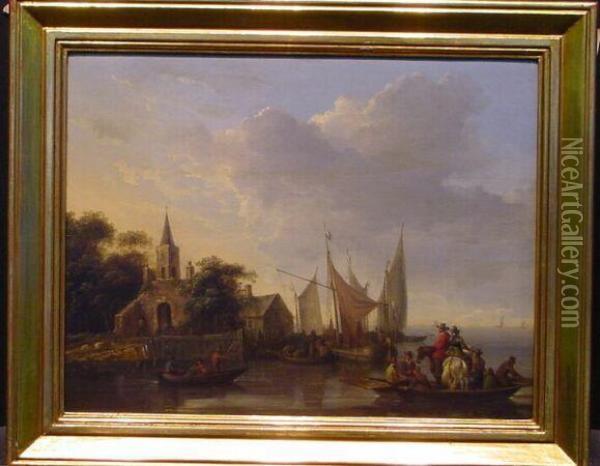 Theferry Boat Oil Painting - Salomon van Ruysdael