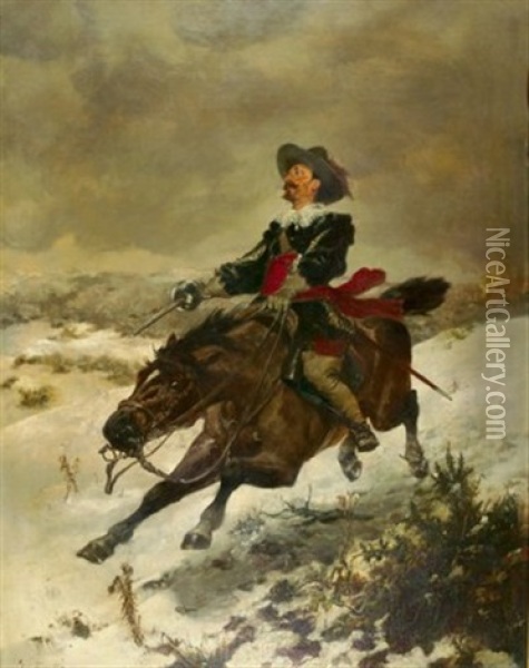 Don Quichotte Im Vollen Galopp Oil Painting - Edgar Bundy