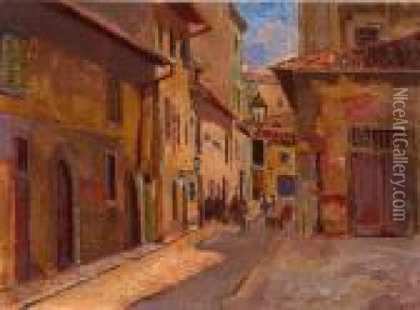 Strada Nella Vecchia Livorno Oil Painting - Ulvi Liegi