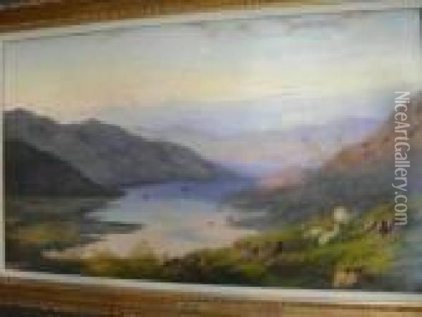 Highland Loch Landscape Oil Painting - Sidney Richard Percy
