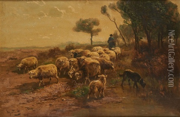 La Conduite Du Troupeau De Moutons Oil Painting - Henry Schouten