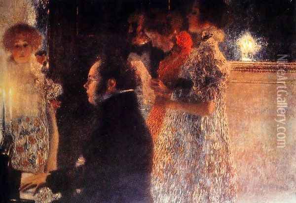 Schubert At The Piano Oil Painting - Gustav Klimt