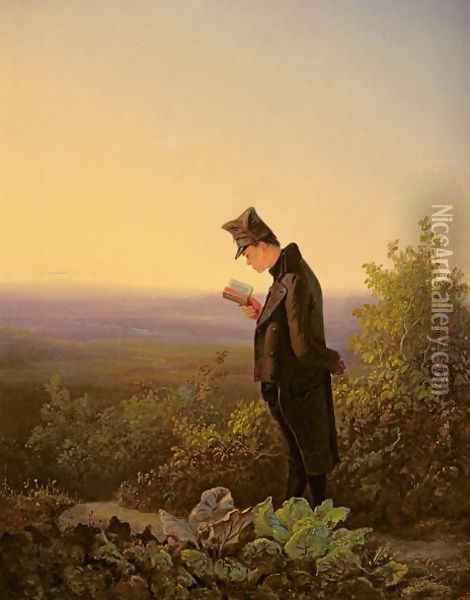 Reading the Breviary, The Evening Oil Painting - Carl Spitzweg