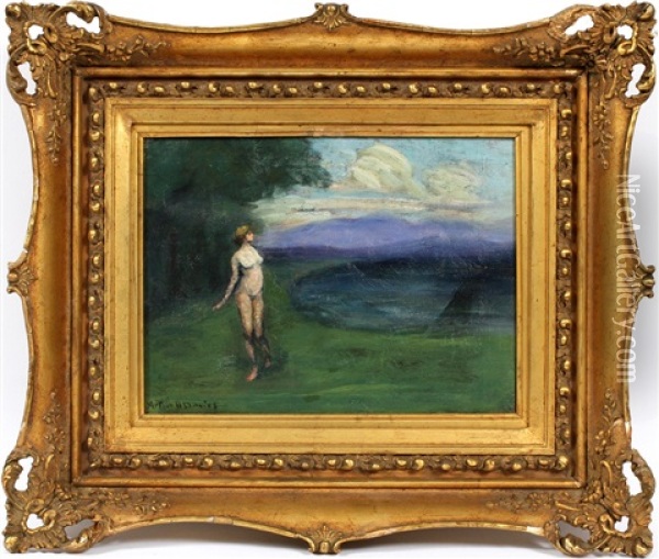 Nude By A Lake Oil Painting - Arthur B. Davies