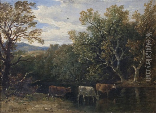 On The Esk Oil Painting - Edmund Thornton Crawford