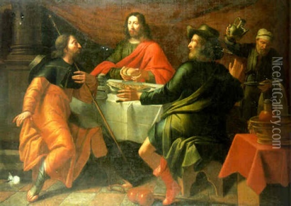 Christ At Emmaus Oil Painting - Gregorio Pagani