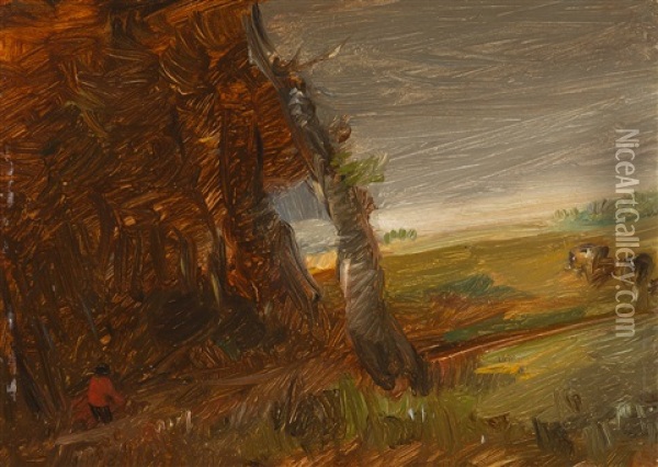 Waldlandschaft Mit Roter Figur Oil Painting - Wilhelm Busch