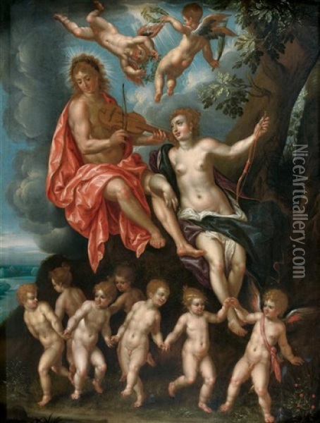 Diane Et Apollon Oil Painting - Hendrick De Clerck