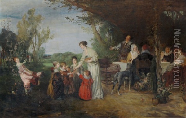Ein Maientag (after The 1879 Painting By Friedrich August Von Kaulbach) Oil Painting - Edmund Koerner