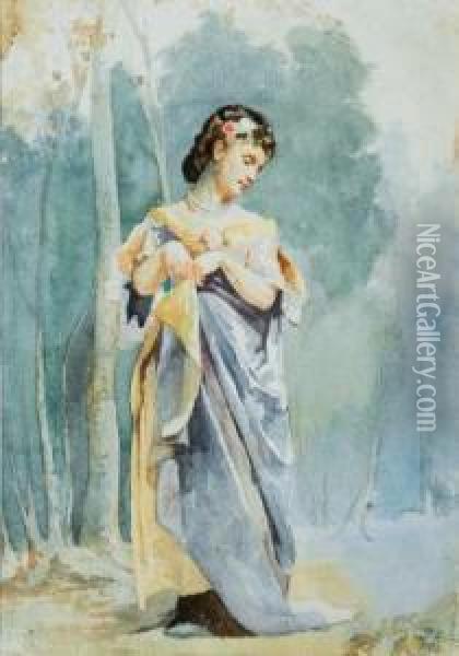 Junge Dame Mit Perlenschmuck Oil Painting - Jean Baptiste Paul Lazerges