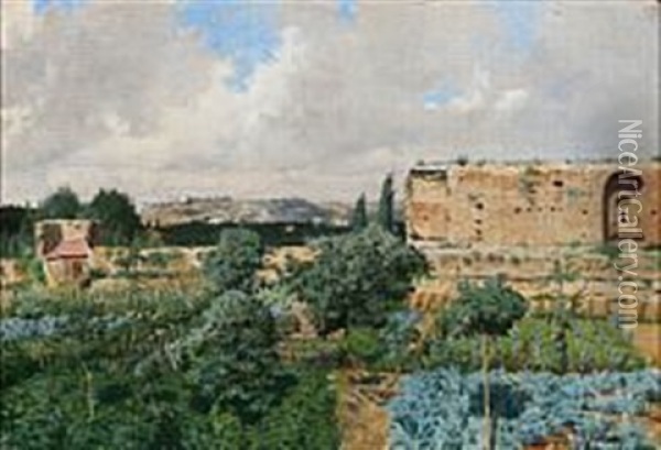 View Of Monte Pincio To Monte Mario, Rome Oil Painting - Josef Theodor Hansen