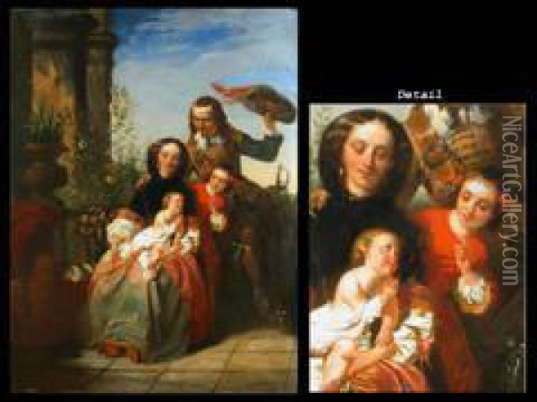 Die Familie Oil Painting - Casimir Van Den Daele