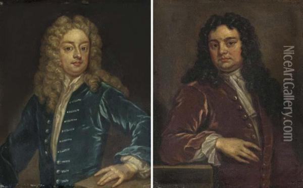 Portrait Of Joseph Addison , Portrait Of Sir Richard Steele Oil Painting - Sir Godfrey Kneller