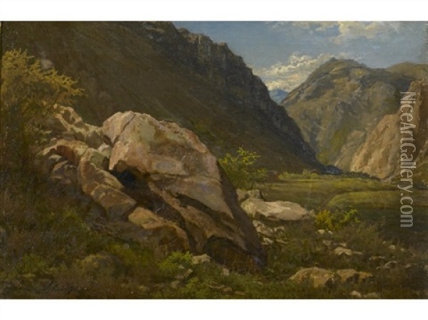 Landscape, Sierra Nevada, California Oil Painting - Louis Schultze